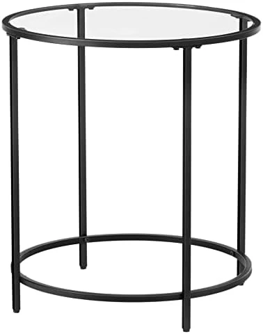VASAGLE Round Side Table, Glass End Table With Metal Frame, Gold Coffee Table With Modern Style For Living Room, Balcony, Bedroom 6 VASAGLE Round Side Table, Glass End Table With Metal Frame, Gold Coffee Table With Modern Style For Living Room, Balcony, Bedroom - Image 6