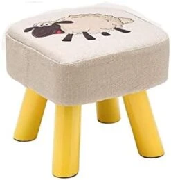 WYKD Fabric Footstool, Seat Upholstered Changing Stool, With Non-Slip Wooden Legs (Color : Black) -Best Furniture Store 31OSMFsxo0L. AC