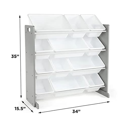 Humble Crew, Grey/White Kids Toy Organizer With 12 Storage Bins, Toddler & Kids Book Rack Storage Bookshelf, White/Pastel (Pastel Collection) 4 Humble Crew, Grey/White Kids Toy Organizer With 12 Storage Bins, Toddler & Kids Book Rack Storage Bookshelf, White/Pastel (Pastel Collection) - Image 4