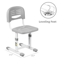 VIVO Gray Height Adjustable Kids Desk Chair, Chair Only, Designed For Interactive Workstation, Universal Children's Ergonomic Seat, DESK-V201G-CH