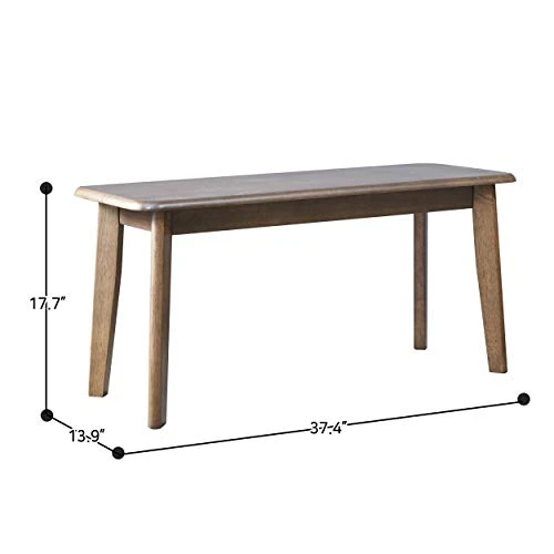Livinia Canberra 37.4" Wooden Dining Bench/Mid Century Modern Solid Malaysian Oak Kitchen Bench (Walnut) 5 Livinia Canberra 37.4" Wooden Dining Bench/Mid Century Modern Solid Malaysian Oak Kitchen Bench (Walnut) - Image 5