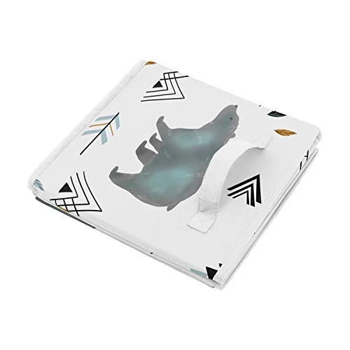 Sweet Jojo Designs Bear Mountain Boy Small Fabric Toy Bin Storage Box Chest For Baby Nursery Or Kids Room - Watercolor Slate Blue, Black And White 3 Sweet Jojo Designs Bear Mountain Boy Small Fabric Toy Bin Storage Box Chest For Baby Nursery Or Kids Room - Watercolor Slate Blue, Black And White - Image 3