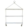 Foreside Home & Garden Hanging Blanket Ladder White Wood & Jute
