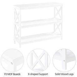 Topeakmart 42 Inch Long Console Sofa Table X Design Narrow Entryway Hallway Table W/ 3 Storage Shelves For Living Room, White 13 Topeakmart 42 Inch Long Console Sofa Table X Design Narrow Entryway Hallway Table W/ 3 Storage Shelves For Living Room, White -Best Furniture Store 31PCv3CpLeL