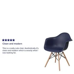 Flash Furniture Alonza Series Navy Plastic Chair With Wooden Legs -Best Furniture Store 31PEQLEy1OL