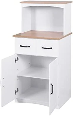 UFINEGO Kitchen Storage Cabinet Pantry Cabinet, White Storage Cupboard Pantry With 2 Doors, 2 Drawers & Microwave Shelf, Freestanding Kitchen Storage Buffet -Best Furniture Store 31PMdVyDBOL. AC