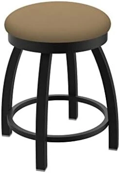 Misha Swivel Vanity Stool, 18" Seat Height, Black Vinyl -Best Furniture Store 31PO10W2 YL. AC