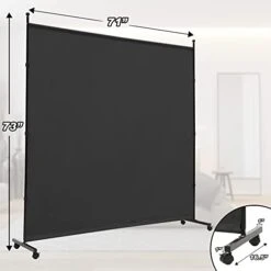 SIMFLAG 6FT Single Panel Room Divider With Wheels,Rolling Fabric Room Dividers For Partition Privacy Screens,Freestanding Wall Divider For Home Office,Restaurant,Hospital,(Black) -Best Furniture Store 31PSWA5EqQL