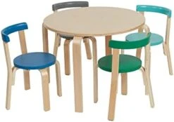 ECR4Kids Bentwood Round Table And Curved Back Chair Set, Kids Furniture, Natural, 5-Piece -Best Furniture Store 31PUjkMKkXL. AC