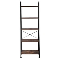 GENERIC 5 Tiers Industrial Ladder Shelf, Vintage Bookshelf, Storage Rack Shelf For Office, Bathroom, Living Room，Industrial Bookshelves With Metal Frame -Best Furniture Store 31PyCWX6StL