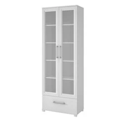Atlin Designs Contemporary Wood 5 Shelf Curio Cabinet In White