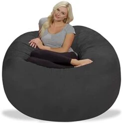 Chill Sack Bean Bag Chair: Giant 5' Memory Foam Furniture Bean Bag - Big Sofa With Soft Micro Fiber Cover - Dark Gray -Best Furniture Store 31QclCRccDL