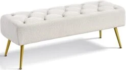 Yaheetech Modern Ottoman Bench Velvet Bench Upholstered Footrest With Gold Metal Legs And Padded Seat Gray -Best Furniture Store 31QeCokOO0L. AC