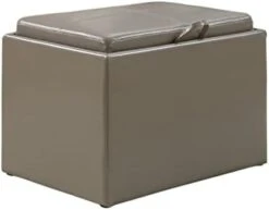 Convenience Concepts Designs4Comfort Accent Storage Ottoman With Reversible Tray, Espresso Faux Leather 22.75 X 15.75 X 16 -Best Furniture Store 31Rgb0BfaeL. AC