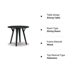 Signature Design By Ashley Otaska Mid Century Modern Round Dining Room Table, Black -Best Furniture Store 31SHzz8a5wL