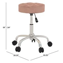 , Nora Metal Adjustable Backless Vanity/Office Stool With Casters For Makeup Room Or Bathroom, Dusty Pink -Best Furniture Store 31ST0d1A6kL