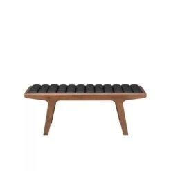 GENERIC Bench (49") Solid Mid-Century Modern Leather Wood Finish