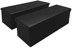 Otto & Ben Folding Chest With Memory Foam Seat Tufted Faux Leather Trunk Bedroom Ottomans Bench End Table, 45 Inch, Black -Best Furniture Store 31SjpBVioNL. AC