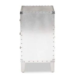 BOWERY HILL Contemporary Silver Metal 3-Drawer Nightstand -Best Furniture Store 31THgLG68RL