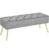 Yaheetech Modern Ottoman Bench Velvet Bench Upholstered Footrest With Gold Metal Legs And Padded Seat Gray