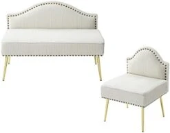 Homtique Velvet Loveseat & Accent Chair 3 Piece Set, Modern Upholstered Living Room Furniture Set, Armless Loveseat Settee With Gold Metal Legs, For Small Space, Bedroom, Apartment, Orange 19 Homtique Velvet Loveseat & Accent Chair 3 Piece Set, Modern Upholstered Living Room Furniture Set, Armless Loveseat Settee With Gold Metal Legs, For Small Space, Bedroom, Apartment, Orange -Best Furniture Store 31TVkELSlOL. AC