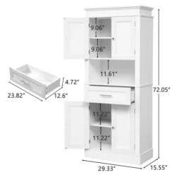 EROMMY Kitchen Hutch, Freestanding Pantry Storage Cabinet With Doors And Drawer, Adjustable Shelves For Kitchen Bathroom Study Hallway, White -Best Furniture Store 31U2txbeOLL
