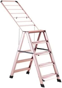 GENERIC 5 Step Ladder Aluminum Alloy Ladder Folding Ladder With Wide Anti-Slip Pedal Flower Stand Storage Rack Drying Rack Portable Step Ladder For Home And Kitchen Use Space Saving (Color : Bruin) -Best Furniture Store 31U9xvQX9RL. AC
