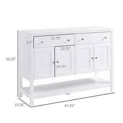 HOMCOM 47" Coffee Bar Cabinet, Sideboard Buffet Cabinet, Accent Kitchen Cabinet With Adjustable Shelves And Drawers For Living Room, White 8 HOMCOM 47" Coffee Bar Cabinet, Sideboard Buffet Cabinet, Accent Kitchen Cabinet With Adjustable Shelves And Drawers For Living Room, White -Best Furniture Store 31UDcC9ylHL
