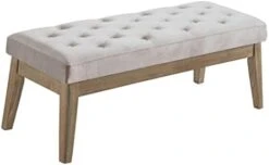 24KF Linen Upholstered Tufted Bench With Solid Wood Leg,Ottoman With Padded Seat-Dark Gray 21 24KF Linen Upholstered Tufted Bench With Solid Wood Leg,Ottoman With Padded Seat-Dark Gray -Best Furniture Store 31VKhhriqEL. AC