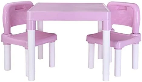 Plastic Kids Table And 2 Chairs Set, Set For Boys Or Girls Toddler Leaning Chair Drawing Chair (20x20x17.31inch, Pink) 5 Plastic Kids Table And 2 Chairs Set, Set For Boys Or Girls Toddler Leaning Chair Drawing Chair (20x20x17.31inch, Pink) - Image 5
