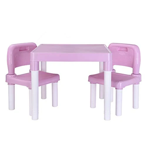 Plastic Kids Table And 2 Chairs Set, Set For Boys Or Girls Toddler Leaning Chair Drawing Chair (20x20x17.31inch, Pink) 1 Plastic Kids Table And 2 Chairs Set, Set For Boys Or Girls Toddler Leaning Chair Drawing Chair (20x20x17.31inch, Pink)