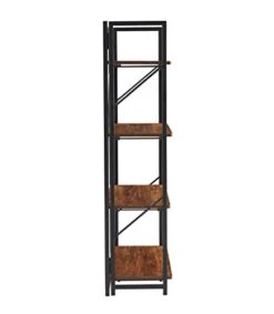 4 Tier Folding Bookshelf, Industrial Metal Book Shelf For Storage, Folding Bookcase For Organization And Storage, Rustic Wooden Metal Book Case For Living Room Office, 11.8 D X 23.6 W X 49.8 H Inches -Best Furniture Store 31Vpi2MYEWL