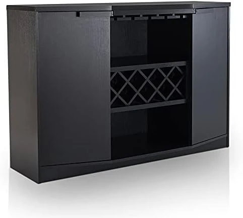 IoHOMES Annadel Contemporary Wine Buffet, Wood Sideboard With Glass Rack, Two Shelved Cabinets And Open Bottom Shelf, Vintage Walnut 7 IoHOMES Annadel Contemporary Wine Buffet, Wood Sideboard With Glass Rack, Two Shelved Cabinets And Open Bottom Shelf, Vintage Walnut - Image 7