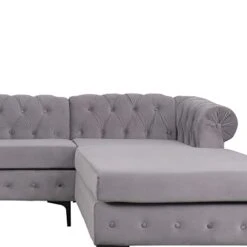 NOSGA Modern Velvet Fabric L Shaped 3-Seat Sectional Sofa Couch, Furniture Sectional Chesterfield Couch Set, Upholstered Scroll Arm Chesterfield Sofa With Chaise For Living Room(Light Grey) 13 NOSGA Modern Velvet Fabric L Shaped 3-Seat Sectional Sofa Couch, Furniture Sectional Chesterfield Couch Set, Upholstered Scroll Arm Chesterfield Sofa With Chaise For Living Room(Light Grey) -Best Furniture Store 31VydqbKKvL