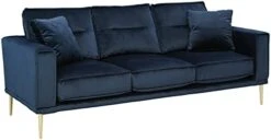 Signature Design By Ashley Macleary Modern Velvet Loveseat With Gold Metal Legs, Navy Blue -Best Furniture Store 31W0eDYbEoL. AC