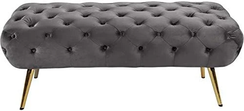 Meridian Furniture Amara Collection Modern | Contemporary Navy Velvet Upholstered Bench With Deep Button Tufting, Stainless Steel Legs With Gold Finish, 48" W X 20.5" D X 19" H, 5 Meridian Furniture Amara Collection Modern | Contemporary Navy Velvet Upholstered Bench With Deep Button Tufting, Stainless Steel Legs With Gold Finish, 48" W X 20.5" D X 19" H, - Image 5