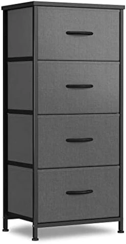 Dresser For Bedroom With 4 Drawers, Big Fabric Storage Tall Tower Dresser For Hallyway Closets, Sturdy Steel Frame, Wood Top, Black Grey -Best Furniture Store 31WnhLIcwL. AC
