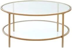 Round Nesting Coffee Table Set Of 2, Modern Side Tables With Sturdy Metal Frame And Tempered Glass, Minimalist End Table, Cocktail Table For Dining Room, Living Room, Home Decor (Gold) 10 Round Nesting Coffee Table Set Of 2, Modern Side Tables With Sturdy Metal Frame And Tempered Glass, Minimalist End Table, Cocktail Table For Dining Room, Living Room, Home Decor (Gold) -Best Furniture Store 31XCcE9gARS. AC