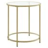 VASAGLE Round Side Table, Glass End Table With Metal Frame, Gold Coffee Table With Modern Style For Living Room, Balcony, Bedroom
