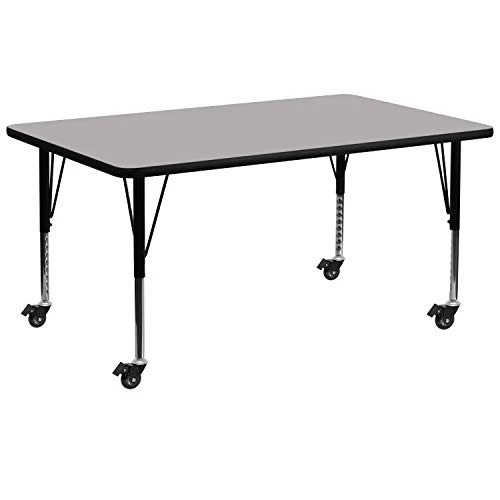Flash Furniture Mobile 30''W X 72''L Rectangular Grey Thermal Laminate Activity Table - Height Adjustable Short Legs 1 Flash Furniture Mobile 30''W X 72''L Rectangular Grey Thermal Laminate Activity Table - Height Adjustable Short Legs