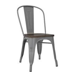 DHP Fusion Metal Wood Seat, Silver, Set Of 2, Dining Chair -Best Furniture Store 31Xo0v783HL