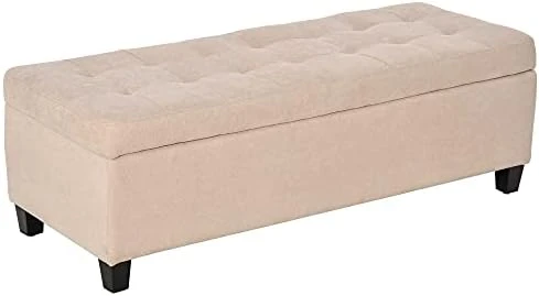 HOMCOM 51 Large Tufted Linen Fabric Ottoman Storage Bench With Soft Close Top - Heather Grey 6 HOMCOM 51 Large Tufted Linen Fabric Ottoman Storage Bench With Soft Close Top - Heather Grey - Image 6