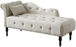 Homtique 60" Velvet Storage Chaise Lounge Indoor Button Tufted With Pillow, Nailhead Decorate Rolled Arm Chaise Lounge For Bedroom Living Room (Beige, With Storage) 28 Homtique 60" Velvet Storage Chaise Lounge Indoor Button Tufted With Pillow, Nailhead Decorate Rolled Arm Chaise Lounge For Bedroom Living Room (Beige, With Storage) -Best Furniture Store 31YB 9Cc9 L. AC