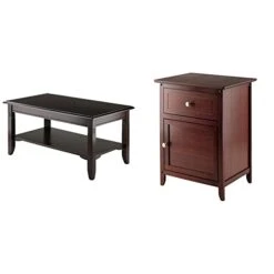 Winsome Wood Nolan Occasional Table, Cappuccino & Wood Eugene Accent Table, Walnut