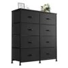 Dresser For Bedroom With 8 Drawers, Wide Chest Of Drawers, Fabric Closet Dresser, Clothing Storage Organizer Unit With Fabric Bins, For Closet, TV Stand, Living Room, Hallway, Nursery (Black)