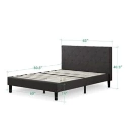 INUS Shalini Upholstered Platform Bed Frame / Mattress Foundation / Wood Slat Support / No Box Spring Needed / Easy Assembly, Dark Grey, Queen 17 INUS Shalini Upholstered Platform Bed Frame / Mattress Foundation / Wood Slat Support / No Box Spring Needed / Easy Assembly, Dark Grey, Queen -Best Furniture Store 31YyxUGEf8L