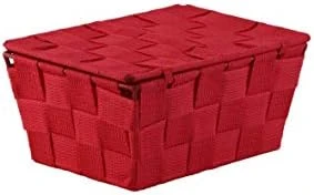 Scandi Storage Basket, Ultra Light Fabric Box Made Of Woven Material, Visually Appealing Bathroom Box With Iron Frame, Easy-Care Decorative Box For Bathroom, 19x14x9 Cm, Metal, Red 3 Scandi Storage Basket, Ultra Light Fabric Box Made Of Woven Material, Visually Appealing Bathroom Box With Iron Frame, Easy-Care Decorative Box For Bathroom, 19x14x9 Cm, Metal, Red - Image 3