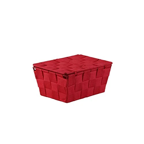 Scandi Storage Basket, Ultra Light Fabric Box Made Of Woven Material, Visually Appealing Bathroom Box With Iron Frame, Easy-Care Decorative Box For Bathroom, 19x14x9 Cm, Metal, Red 1 Scandi Storage Basket, Ultra Light Fabric Box Made Of Woven Material, Visually Appealing Bathroom Box With Iron Frame, Easy-Care Decorative Box For Bathroom, 19x14x9 Cm, Metal, Red