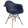 Flash Furniture Alonza Series Navy Plastic Chair With Wooden Legs