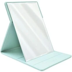 Premium Portable Makeup Mirror (Black) | Perfect For Travel, Home Vanity, Office Desk | Large Size, Folding Design With Stand For Tabletop, Vegan Leather | Beauty Gifts For Bridesmaids -Best Furniture Store 31ZnpsNUHwL